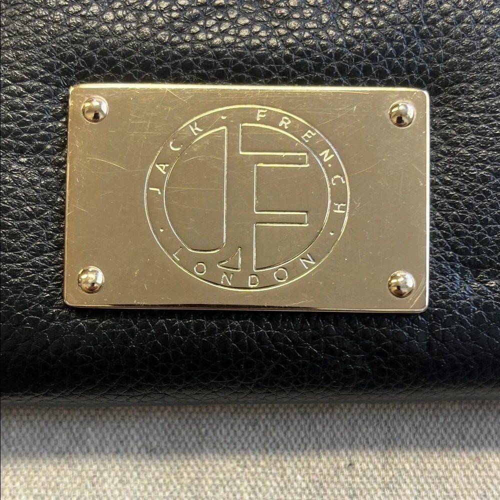 Jack French London Black Leather Zip Around Wallet Gold Plate Tassel - Picture 2 of 12